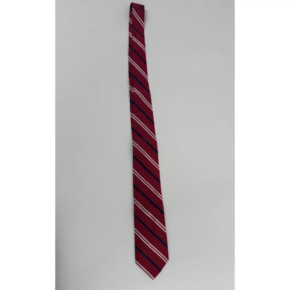 Brooks Brothers NWOT Men's Red & Navy Blue Silk Blend Striped Neck Tie